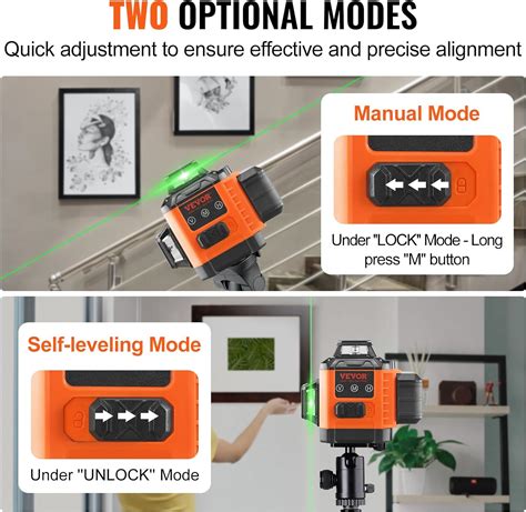 VEVOR Nivel láser autonivelante de 100 pies láser manual verde de 3 x