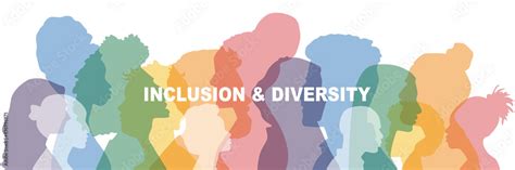 Inclusion And Diversity Banner Different People Stand Side By Side