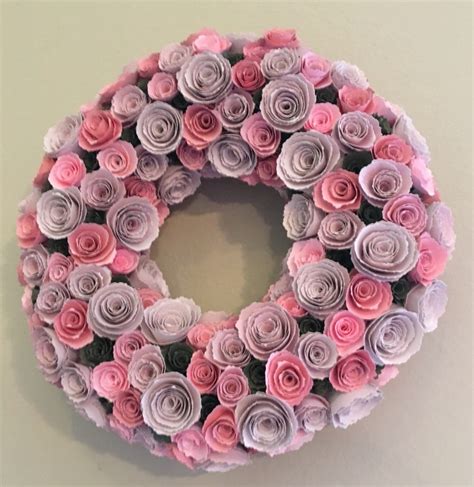 Paper Flower Wreath/rose Paper Flowers/pink Paper - Etsy