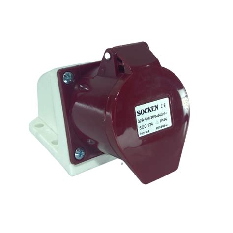 Tomada Industrial Sobrepor 32A 3P T 440V Vermelho Equiflex Elétrica