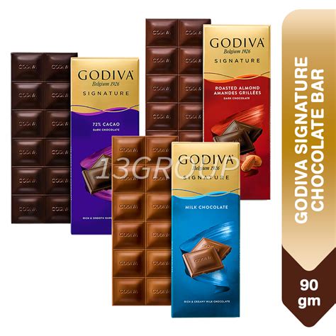 Godiva Signature Dark Chocolate Bar Milk Almond Assorted 90g Shopee