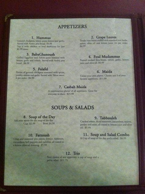 Casbah Mediterranean Grill Menu - Urbanspoon/Zomato