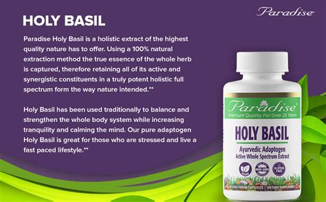 Paradise Herbs Organic Holy Basil Supplement Active Whole