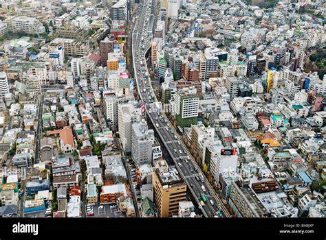 Aerial view of highway and urban sprawl, Tokyo, Japan Stock Photo - Alamy