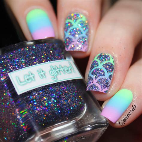 Elaine Nails: Pastel Neon Mermaid Scale Nail Art