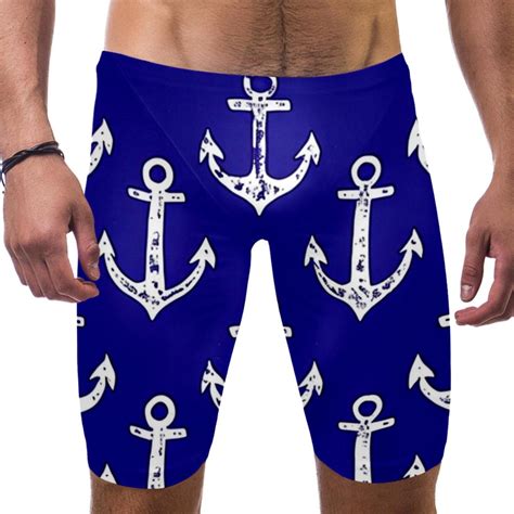 Mens Swim Briefs Men S Athletic Swimwear Jammers Navy Blue Anchor