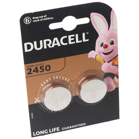 Pile Duracell au lithium pile bouton CR2450 électronique 3 V