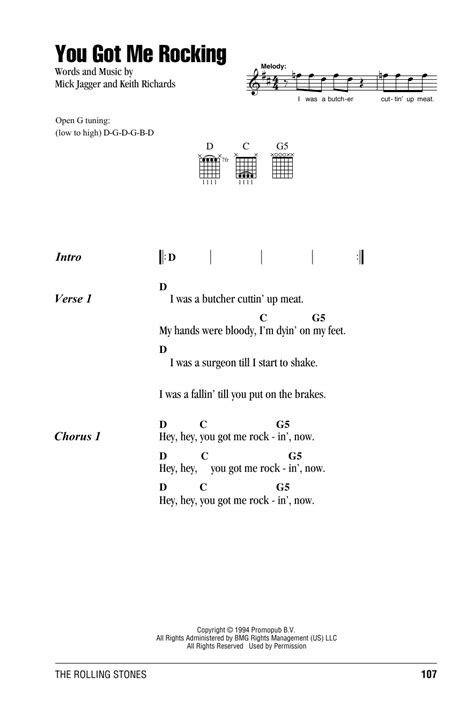 The Rolling Stones You Got Me Rocking Sheet Music For Guitar Chords