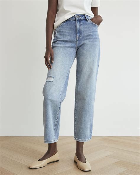 Jeans D Lav P Le Taille Haute Et Jambe Droite La Cheville