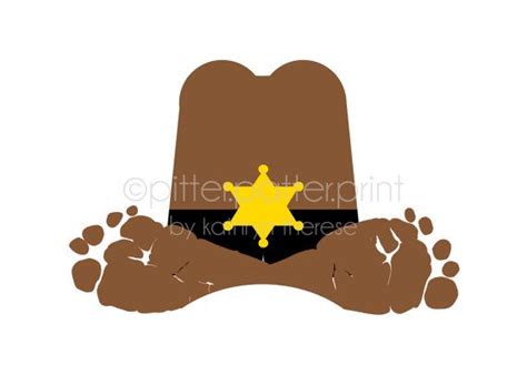 Cowboy Hat Baby Footprint Art Print Western Nursery Art Wild West