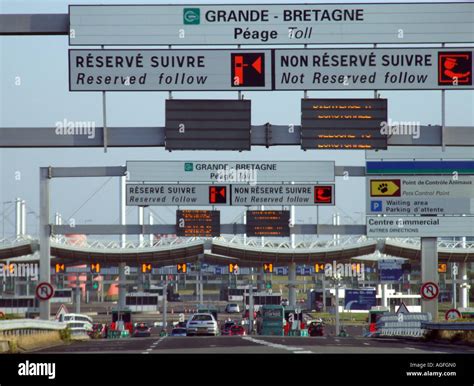 Eurotunnel Calais northern France. Check in arrival area Stock Photo - Alamy