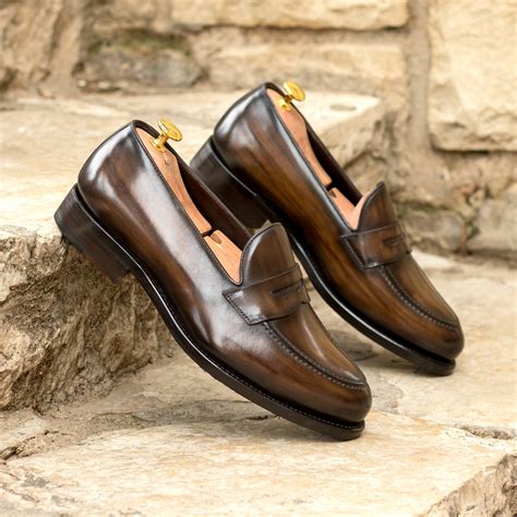 Custom Brown Patina Penny Loafers MASON