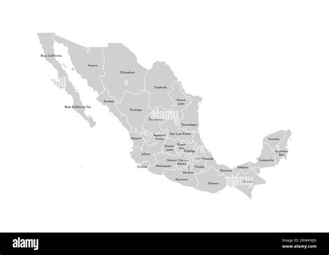 Vector Isolated Illustration Of Simplified Administrative Map Of Mexico United Mexican States