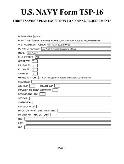 Fillable Online U S Navy Form Tsp 16 Usa Federal Fax Email