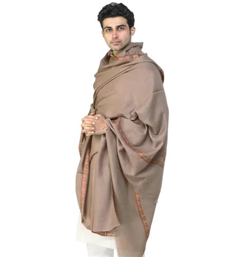 Men S Tusha Shawl From Kashmir With Sozni Hand Embroidery On Border