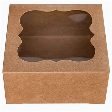 Amazon ONE MORE 6 X6 X3 Brown Bakery Boxes With PVC Window For Pie