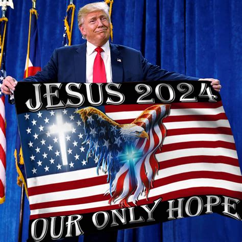 Jesus Our Only Hope Flag Cross American Eagle Patriotic Flag Jesu