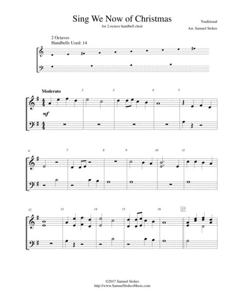 Sing We Now Of Christmas For 2 Octave Handbell Choir Arr Samuel Stokes By Traditional Sheet