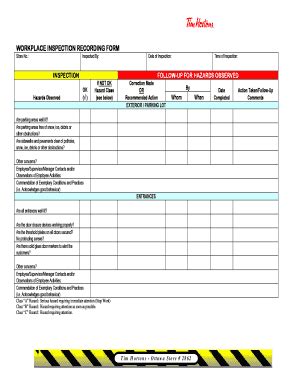 Workplace Inspection Recording Form Fill Online Printable Fillable