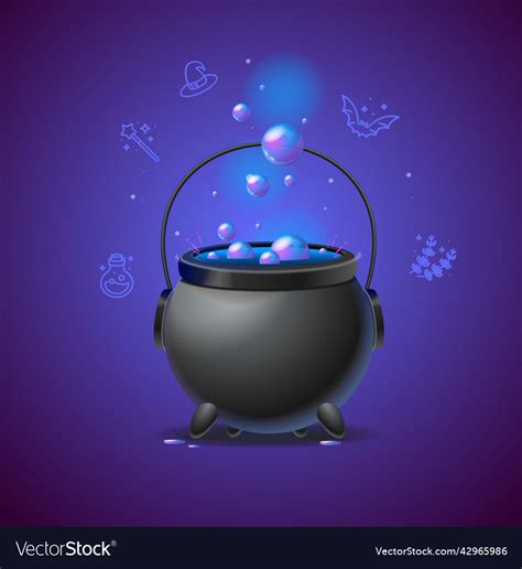 Realistic Detailed 3d Witch Cauldron Concept Vector Image