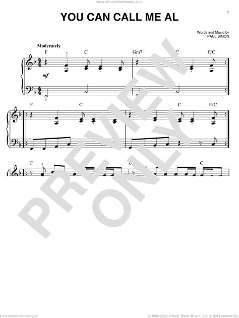 Simon You Can Call Me Al Sheet Music For Piano Solo [pdf]