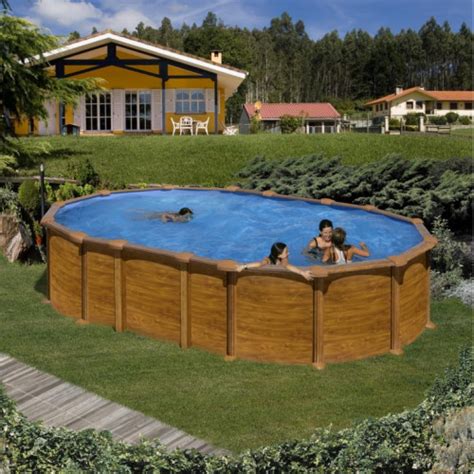 Gre Pools Piscine Ovale Acier 6 34m X 3 99m X H 1 32m Imitation