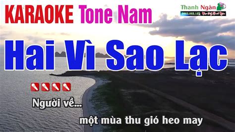 Hai V Sao L C Karaoke Tone Nam Nh C S Ng Thanh Ng N Youtube