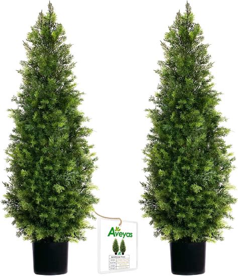 Amazon Two 5 Foot 4 Inch Artificial Cypress Spiral Trees Potted