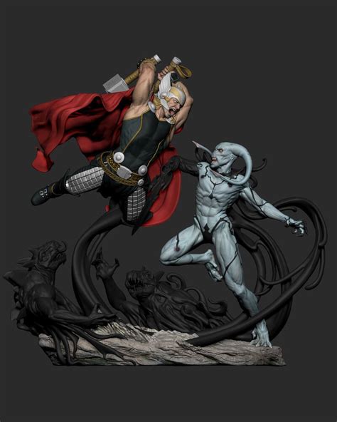 Artstation Thor Vs Gorr Diorama Fanart Robson Barros Thor