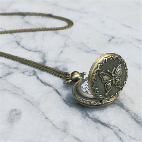 Butterfly Locket Clock Necklace By Hayley Co Notonthehighstreet