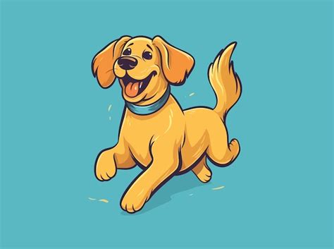 Premium Vector | Leap of joy a golden retriever jumping in cartoon style