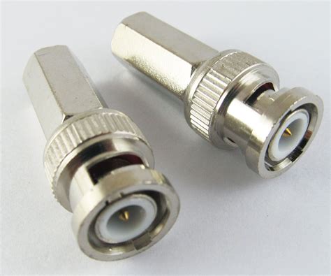 1pc Twist On Bnc Male Plug Rg6 Rg6 U Rf Connector Nickel Plated For