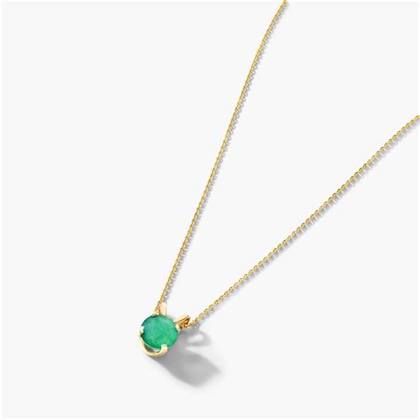 14K Yellow Gold Emerald Birthstone Necklace-8341305y14