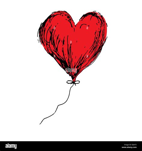 Red love balloon heart doodle hand drawing vector Stock Vector Image & Art - Alamy