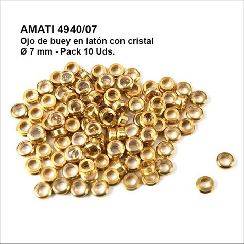 Amati 4940 07 Ojo de buey en latón con cristal Ø 7 mm 10 Uds