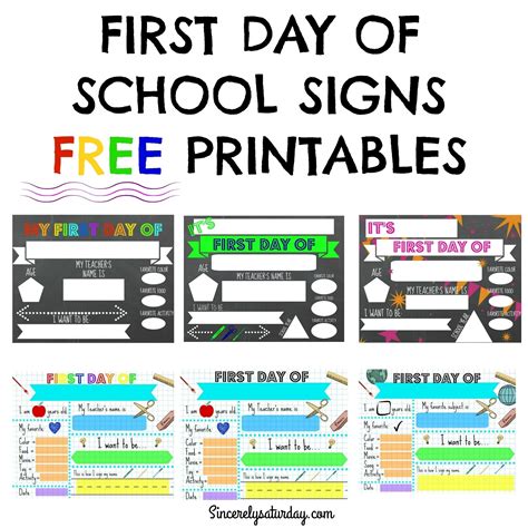 Free Printable First Day Of School Signs School Signs Free School