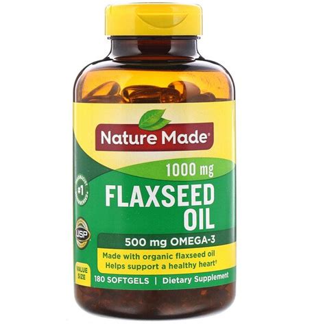 Nature Made Flaxseed Oil 1000 Mg 180 Softgels For Heart And Digestive