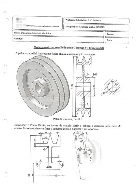 Dimensionamento e Modelamento Polia Trapezoidal Mecânica