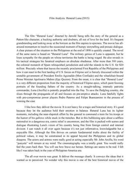 Heneral Luna 2015 Hope This Paper Can Help You In Answering Your