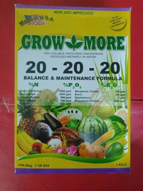 GROW MORE 20 20 20 SOLUBLE FOLIAR FERTILIZER 1 KILO BY SAGREX Lazada PH