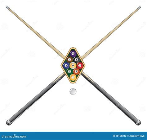 Nine Ball With Cue Sticks Stock Photography - Image: 26196212