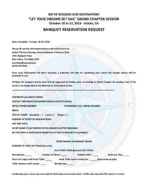 Fillable Online Banquet Reservation Request Fax Email Print Pdffiller