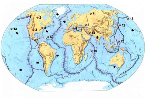 StepMap Tektonische Platten Landkarte für Welt