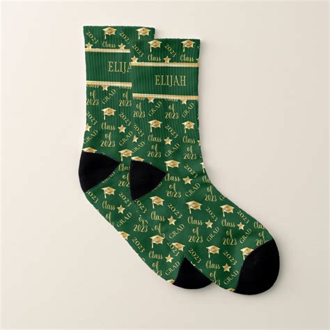 Class of 2023 Gold Graduation Cap Name - Green Socks | Zazzle