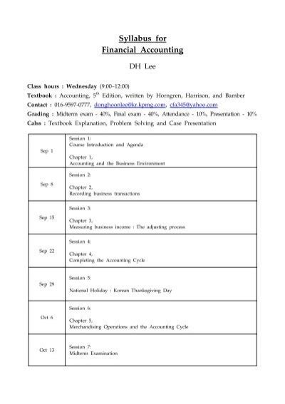 Syllabus For Financial Accounting