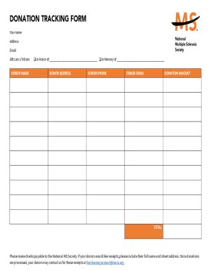 Fillable Online Donation Tracking Form Editable09 20v2 Docx Fax Email