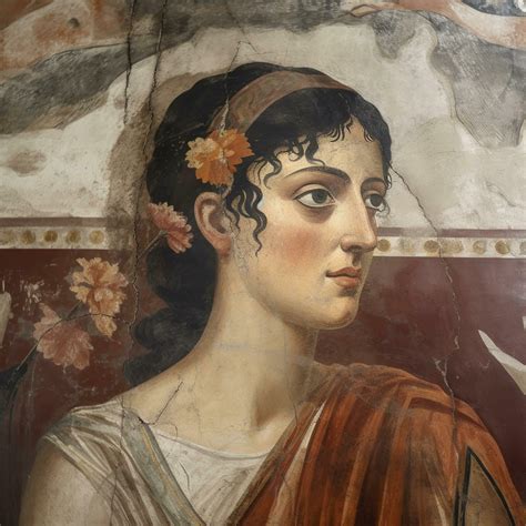 Fresco Portrait Of Woman From Pompei Ruins Ancient Rome Italy