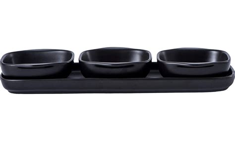 Bruntmor Piece Set Tray With Three Compartment Serving Square Bowls