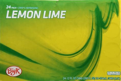 Kroger Big K Lemon Lime Soda 24 Cans 12 Fl Oz King Soopers