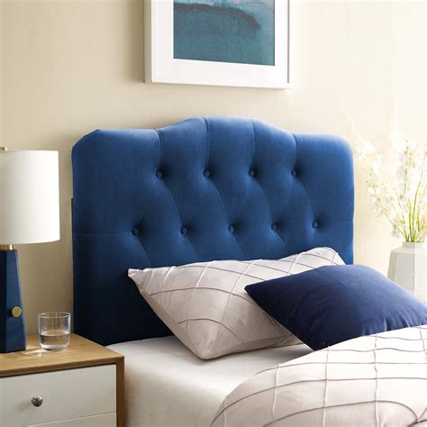 Annabel Twin Diamond Tufted Performance Velvet Headboard In Navy